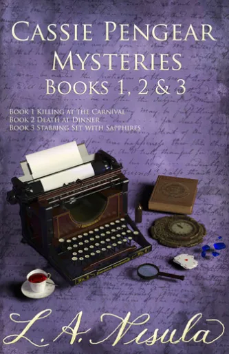 Cassie Pengear Mysteries books 1,2,3- Killing at the Carnival, Death at Dinner, Stabbing Set with Sapphires